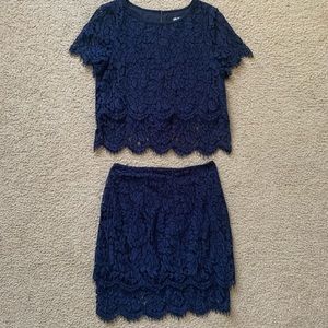 Lulus navy blue lace 2 piece set